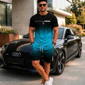 FadeFlex™ Men’s Gradient Coord Set - Blue Black