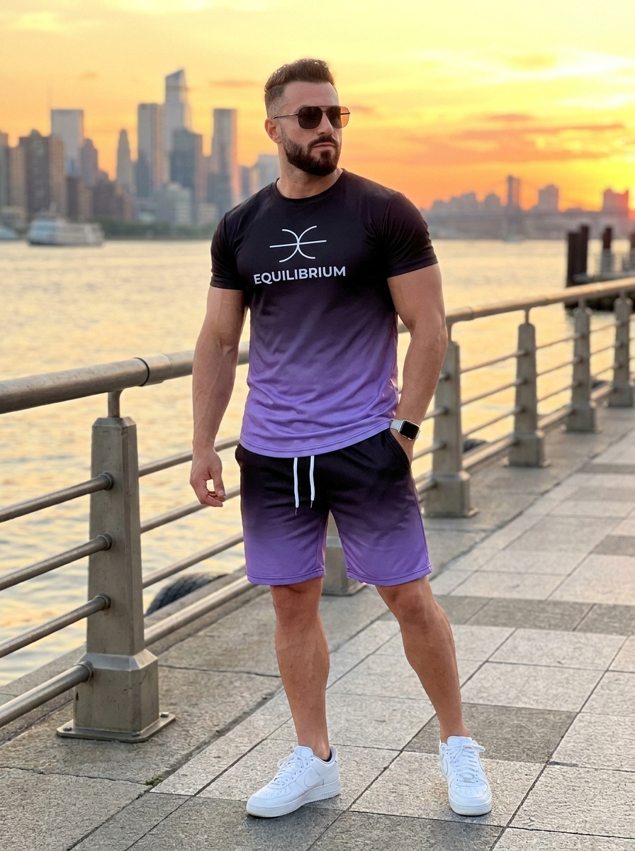 FadeFlex™ Men’s Gradient Coord Set - Purple Black