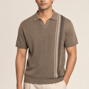 Heritage Taupe Brown Flatknit Polo