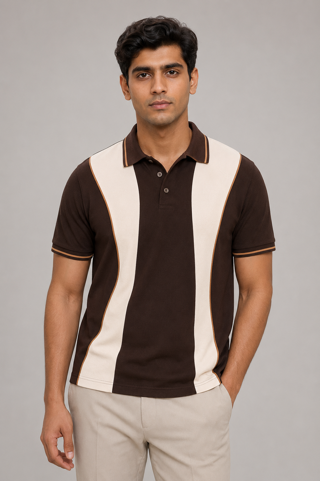 Chocolate Swanwhite Colorblock Polo