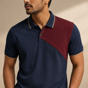 Navy Maroon Colorblock Polo