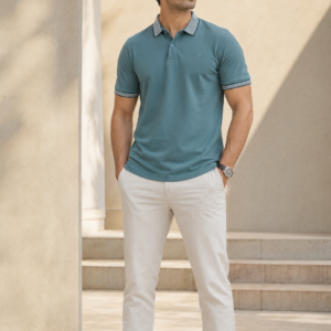 Navy Maroon Colorblock Polo