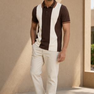 Chocolate Swanwhite Colorblock Polo