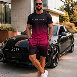 BlackShark™ Men’s Gradient Coord Set - Black Wine