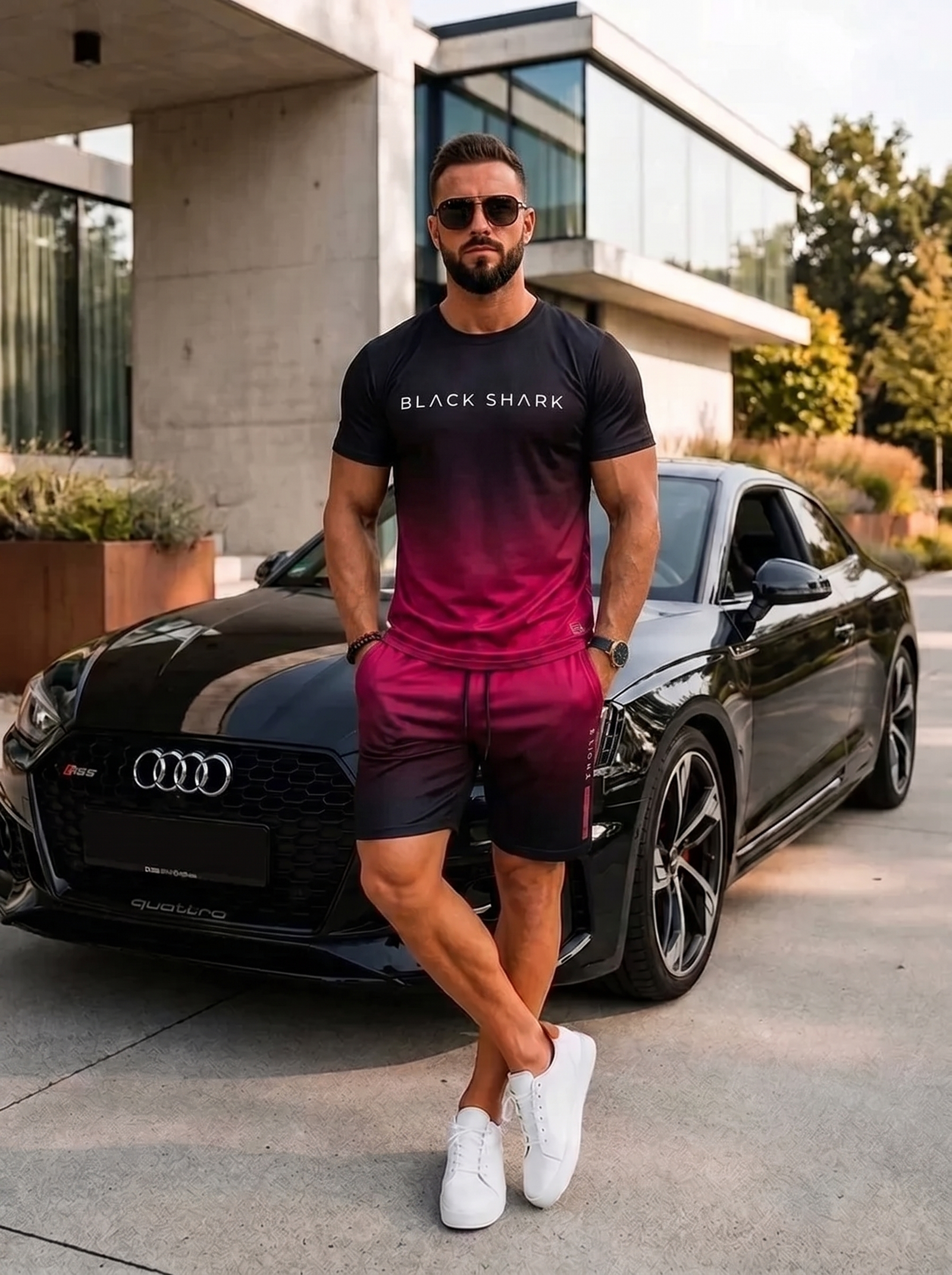 BlackShark™ Men’s Gradient Coord Set - Black Wine